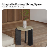 Wabi-Sabi Design Round Pedestal Table Minimalist Design Round Pedestal Stand Movable Home Furniture Compact Size for Decor Enthusiasts, Interior Designers, Apartment Dwellers, Sofa Side, Living Room, Bedroom, Reading Nook