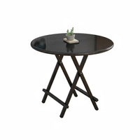 Portable Round Drop-Flap Table Space-Saving Design Collapsible Surface Seats 4 People Household Furniture Contemporary Design for Apartment Dwellers, Families, Outdoor, Kitchen, Dining Room, Breakfast Nook