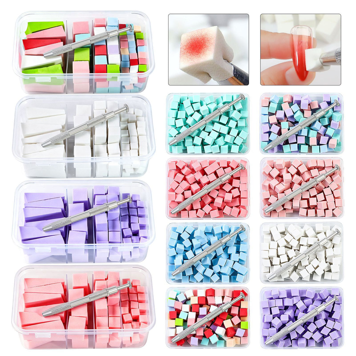 1cm Mini Sponge Gradient Blush Applicator Set for Nail Art
