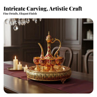 8 Pieces Regal Design Flagon and Goblet Set Handmade Vintage Beverage Decanter Set House Decoration for Bar Cart