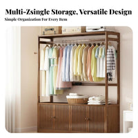 Space-Saving Self-Standingstanding Wardrobe with Shelves Multi-Functional Self-Standingstanding Wardrobe with Cabinet Multifunctional Design Clothing Rack Heavy-Duty for Students, Homeowners, Renters, Dorm Room, Entryway