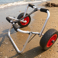 Treaded Wheels Kayak Cart Foam-Padded Handles Wheeled Kayak Cart Securing Strap Watercraft Trolley Triangular Support
