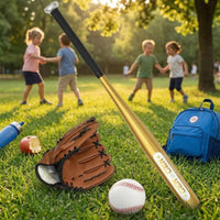 4 Pieces Stitched Baseball Starter Set Padded Junior Baseball Set Metal-Looking Children's Play Gear Black Grip