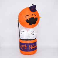 Inflatable Pumpkin Ghost Outdoor Inflatable Ghost with Pumpkin Light Lighted Illuminated for Yard, Lawn, Porch
