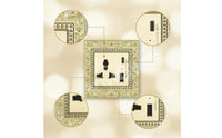 Socket with Faceplate Retro Outlet Panel Hardware Gold-Toned for Living Room, Bedroom