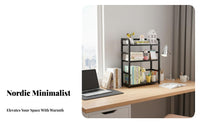 Desktop Bookshelf Space Saving Multi-Layer Desk Rack Sturdy Steel Frame