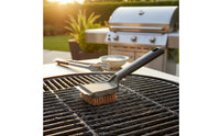 Eco-Friendly Grill Brush with Scraper Multi-Functional BBQ Grate Cleaner Heavy Duty Coconut Fiber Scrub Brush Ergonomic Handle for Kitchen, Outdoor