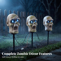 Zombie Cranium Replicas Corded Yard Ornament Worn Look Halloween Decor