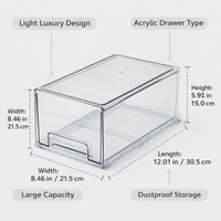 Cosmetic Organizer with Dust Cover, Stackable Drawer Style Acrylic Storage, Bedroom Vanity Organization for Skincare Lovers, Clear Desktop Box