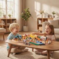 Electric Toy Train with Wooden Tracks Multiple-Piece Wooden Train Track Set DIY for Home