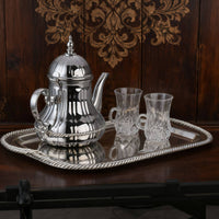 3 Pieces Stainless Steel Serving Tray Rope Beaded Border Tableware Rust Resistant