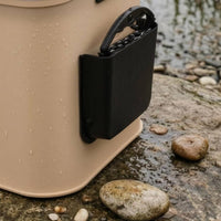 Foldable Fishing Bucket Side Pocket Square Angling Container Beige and Black Outdoor Equipment