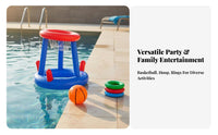 5 Pieces Thick PVC Material Floating Basketball Loop Toss Set Quick Inflate & Deflate 2-in-1 Pool Game Set Leak Resistant for Children