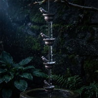Bird Rain Chain Hanging Rain Chain with Bird Cups Outdoor Downspout Substitute for Gutter, Garden