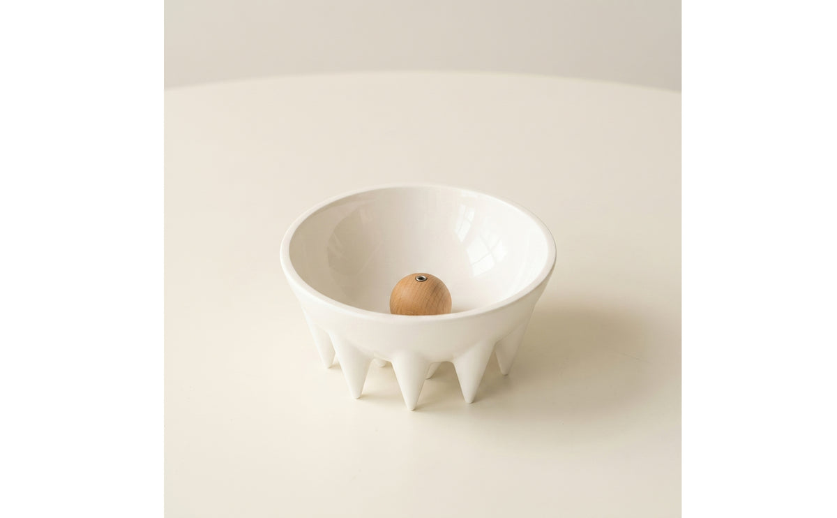 Glossy Tabletop Tray with Incense Holder Compact Bowl Tray with Wooden Holder Round Catchall Unique for Entryway