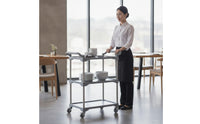 Commercial 3-Tier Rolling Cart Heavy-Duty Mobile Service Cart Sturdy Easy to Clean for Restaurants, Hotels