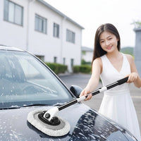 Cleaning Brush with Extra Mop Head for Car Cleaning and Car Wash, Detailing Tool with Yellow and Black Bent Handle, Soft Brush for SUV and RV