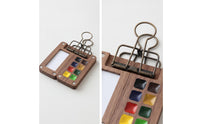 Watercolor Palette with Binder Clip Small Watercolor Palette with Clip Wooden Paint Box for Journalers