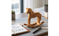 Wooden Rocking Horse Figurine Solid Wood Wooden Rocking Horse Table Decoration Rustic for Collectors, Entryway
