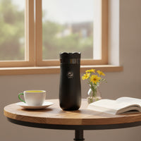 Travel Plunger Brewer Stainless Steel Coffee Maker with Locking Lid Compact Coffee Pot for Commuters, Students, Commute