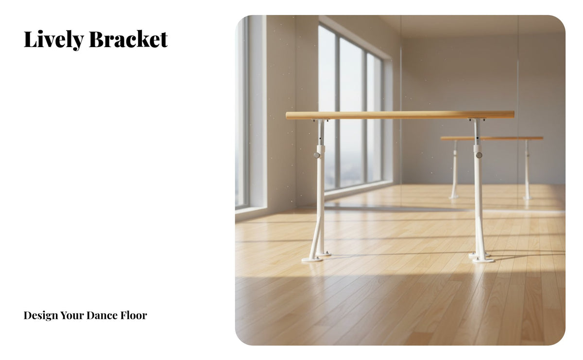Floor Mounted Dance Barre Professional Grade Double Dance Barre Steel Core Reinforced Leg Stretching Bar for Dancers, Beginners