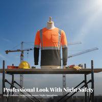 Long Sleeve Reflective Work Shirt Lightweight Long Sleeve Reflective Shirt High Visibility Top Machine Cleanable for Men