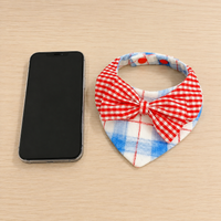 Navy plaid dog bandana, triangular dog bandana, customizable, for birthdays & walks, stylish dog bandanas
