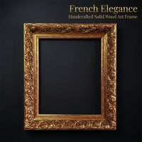 French Solid Wood Photo Frame, Ornate Solid Wood Picture Frame for Wall Mounting, Handmade Carved Gold Picture Frame