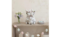 Easter Bunny Figurine Cute Design Resin Hare Statue Holiday Themed White Hare Ornament for Mantelpiece, Bookshelf, Office Desk