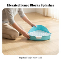 Triangle Pet Toilet High Side Triangle Corner Litter Pan Spill-Resistant Hare Toilet with Grate for Guinea Pigs, Chinchillas