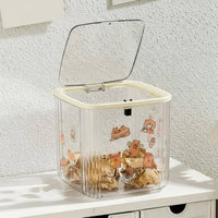 Clear Cylindrical Container with Lid space-saving Design Waste container Transparent construction