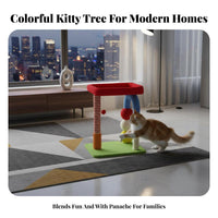 U-Shaped Feline Climbing Frame Colorful Design Feline Playground Space-Saving Pet Supply for Apartment, Indoors, Living Room