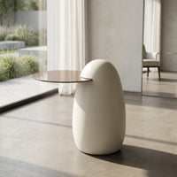 Side Table with Storage Fully Assembled Oval Side Table Modern Nightstand for Living Room, Bedroom, Reading Corner