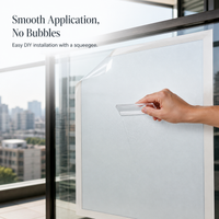 Self-Adhesive Frosted Privacy Window Film for Bathroom and Balcony, Light Transmitting Opaque Glass Sticker