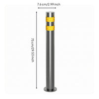 Base Plate Stainless Steel Warning Post Circular Top Reflective Warning Post Locking Structure Reflective Steel Bollard Vertical Form