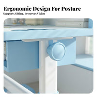 Kids Desk and Chair Set Design Adjustable Homework Desk Sturdy Children's Writing Table with Storage for Students, Bedroom, Home