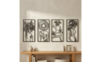 4 Pieces Abstract Female Line Simple to Hang to Hang Minimalist Metal Line Contemporary Design Style Abstract Female Wall Art
