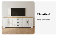 Contemporary Television Cabinet with Storage Sturdy Construction White TV Stand Rounded Corners Modern Entertainment Center for Small Areas, Bedroom