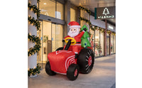 Inflatable Santa on vehicle Festive the Holiday Figure Giant Yard Decoration for Lawn