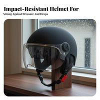 Motorcycle Half Helmet 3C Certified Helmet Four-Season Shielded Headwear for Women, Commuters, City Riding