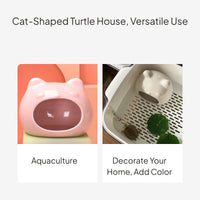 Ceramic Turtle Hideout Cat Head Design Desktop Decor