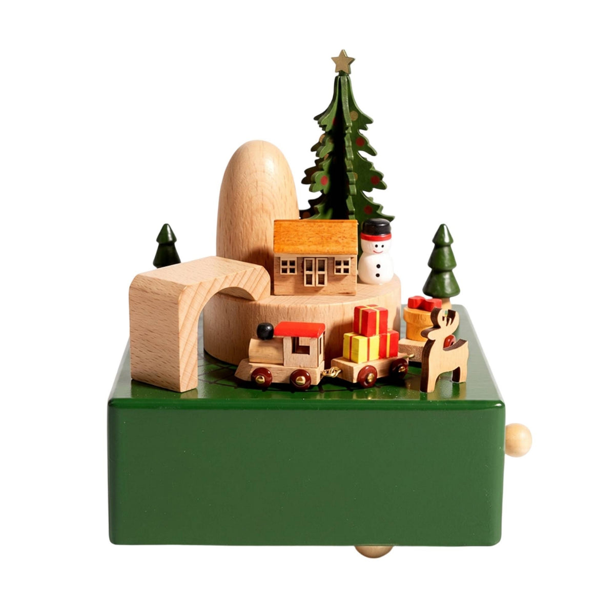 Gift Portable Hand-Turn musical box  Wooden Crank musical box