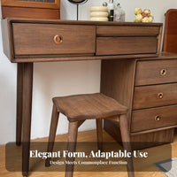 Thick Stable Legs Solid Wood Vanity Stool Rounded Corners Puffy Shaped Stool Lightweight Household Furniture Easy to Assemble for Families, Homeowners, Living Room, Bedroom, Kitchen, Entryway