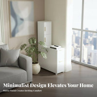 With casters Wheeled Sofsemi-circular-Table Mobile Design C-Shaped Rolling Table Light Luxury aesthetic Storage Cabinet Space-Saving for Apartment Dwellers, residents, Home Office Workers, Living Room, Small areas, Bedroom