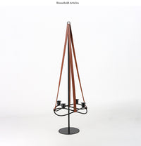 Creative Leather Belt Metal Candle Holder with Abstract Floating Design