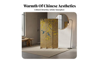 Chinese Aesthetic Multi-Panel Folding Screen Foldable Design 4-Panel Folding Divider Movable Room Partition Portable for Apartment Dwellers, Screenice Workers, Business Owners, Bedroom, Entrance Hall, Restaurant, Visual Background