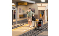 Passenger character/64 Scale Miniature with Suitcase Resin Miniature Figure for Hobbyists, Desktop Display