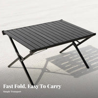 Collapsible Design Slatted Roll-Top Table Lightweight Portable Dining Set Spacious Surface Outdoor Furniture Sturdy Frame for Cafe Owners, Party Hosts, Picnic, Picnics, Backyard, Garden