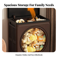 Foldable Trunk with Porthole Door Foldable Design Storage Container Doubleentry Doors Household Furnishing for Students, Bedroom, Closet, Dorm Room