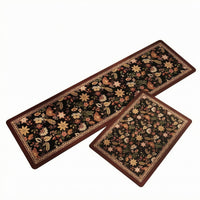2 Pieces Absorbent Floor Rug Framed Border Non-Slip Mat Decorative for Doorway